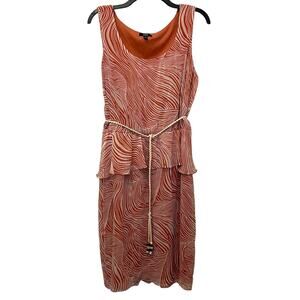 MSK Leaf Print Sleeveless Dress Pink Cream Size 14